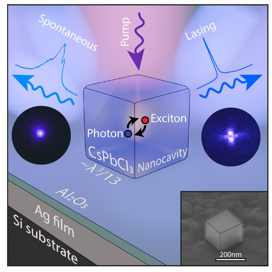 Рисунок: Дизайн экспериментального образца, представляющего собой перовскитный поляритонный нанолазер на серебряной пленке с прослойкой из Al2O3. Источник: журнал npj Nanophotonics