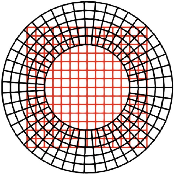 Рисунок 3. Химерная сетка на окружности. Источник: Mathematical Models and Computer Simulations